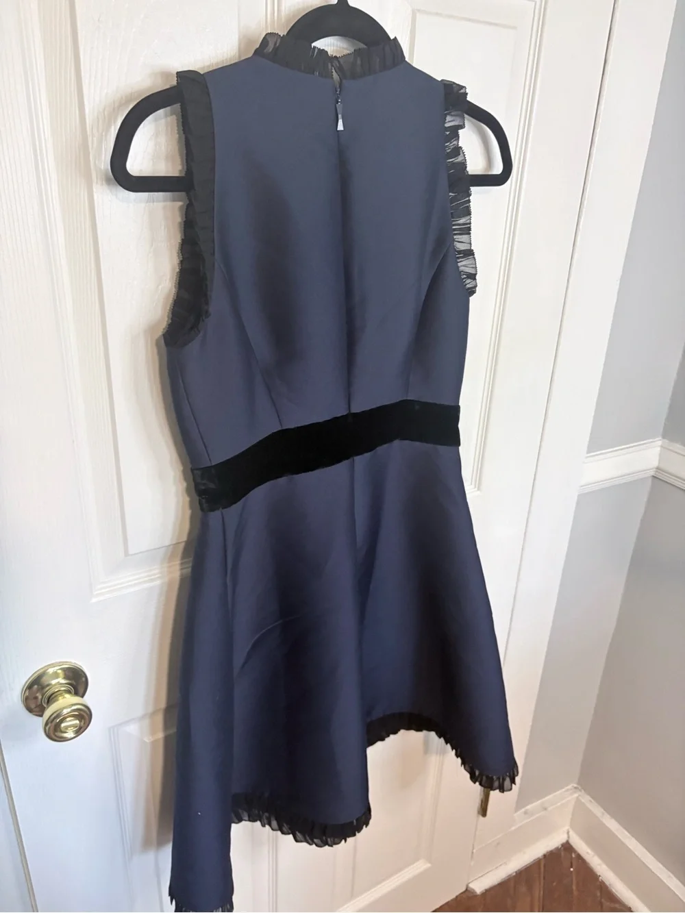 Kate Spade New York Navy Fit & Flare Dress Velvet Bow Size 2